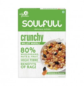 Soulfull Crunchy Millet Muesli Whole Grains Nuts & Fruit Almonds & Raisins  Box  400 grams
